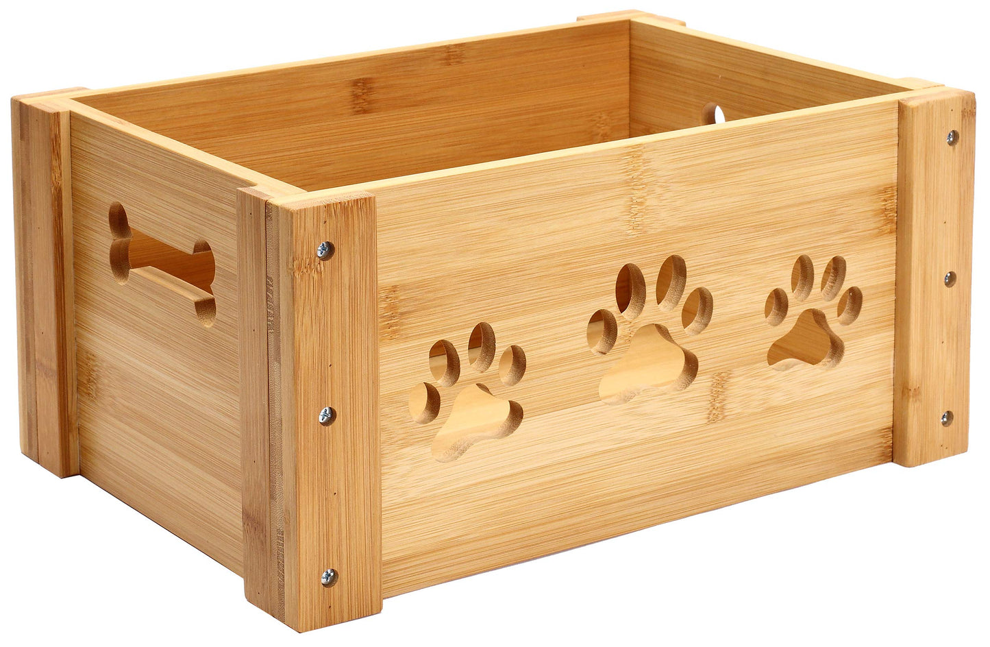babepet wooden dog toy box pet Food Box wooden storage crates,suitable for storing cat and dog toys dog clothes pet snacks and pet supplies-Natural