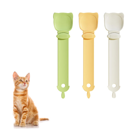 3pcs Cat Strip Feeders with Cute Cat Strip Squeeze Happy Spoon Multifunctional Pet Treat Dispenser for Kitten Lickable Wet Food Liquid Snack Puree Feeding Supplies