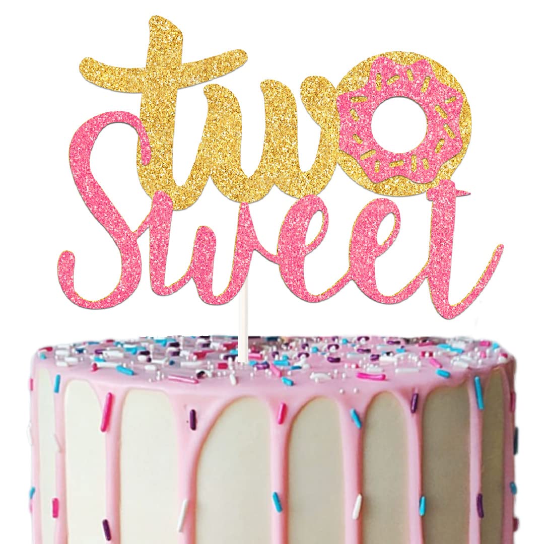 Two Sweet Birthday Party Supplies Donut Cake Topper Decorations for Donut Party Supplies Decor (Two)