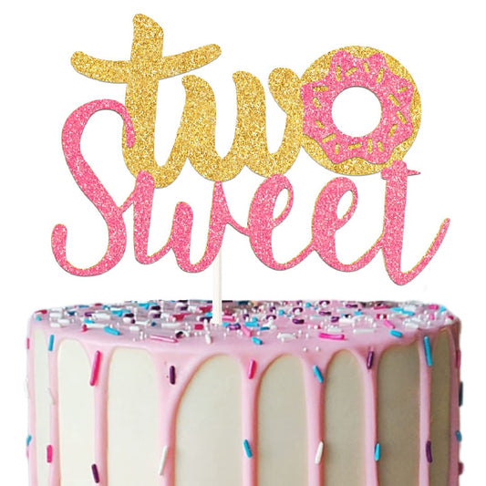 Two Sweet Birthday Party Supplies Donut Cake Topper Decorations for Donut Party Supplies Decor (Two)