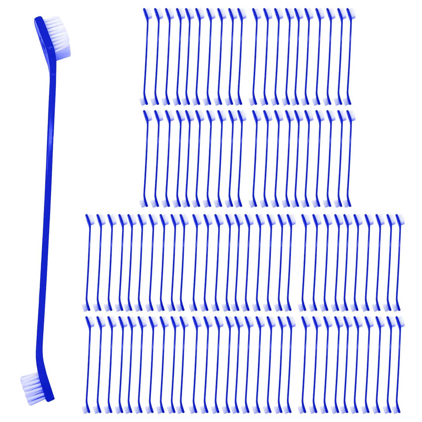 Apatal 100Pcs Dog Toothbrush Dual Headed Puppy Tooth Brushing Kit Long Handle Soft Grooming Pet Dental Brushes Convenient Double Sided for Pets Puppy Teeth Brush Cleaning Oral Care Supplies-Blue