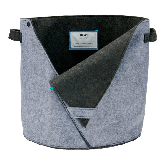 Barkbox – Felt Storage Bin for Dog Toys – Long Lasting Pet Supplies Container – Dog Home Decor Organizer for Tennis Balls Squeaker Toys Leashes Collars and More – Standard Size 12” x 13”